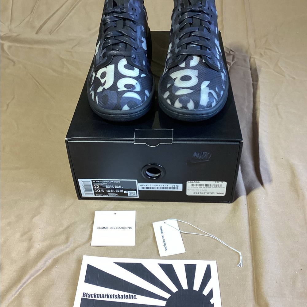 Nike x Comme des Garçons Dunk Low 'Monogram Print' CZ2675-001 Women 12/ Men 10.5 - Picture 7 of 8